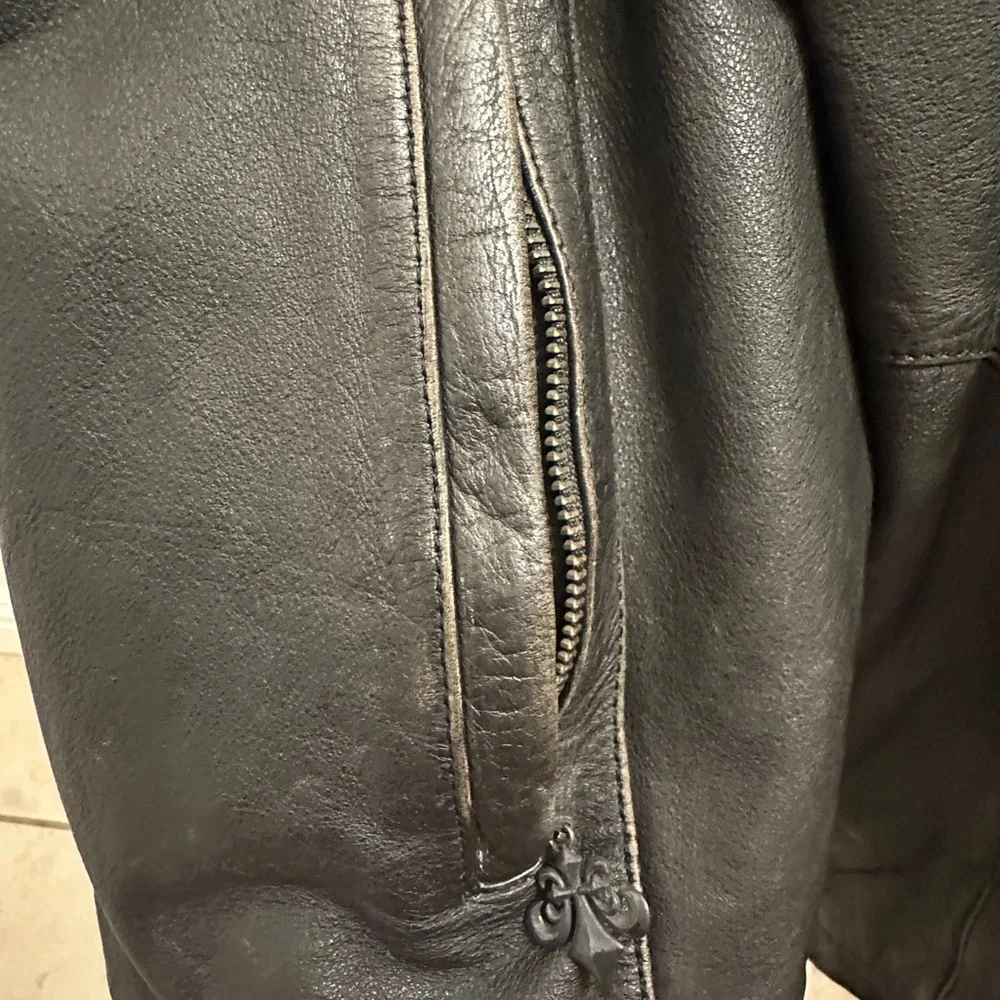 Vintage Affliction Black Leather Jacket with Embroidered Eagle - Picture 7 of 9
